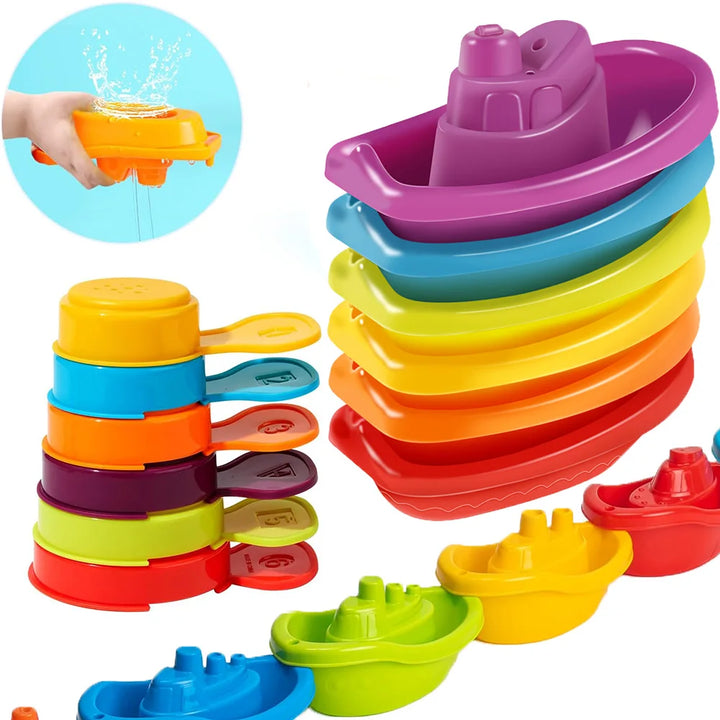 Stacking Boat Bath Toys – Colorful Educational Cups for Babies