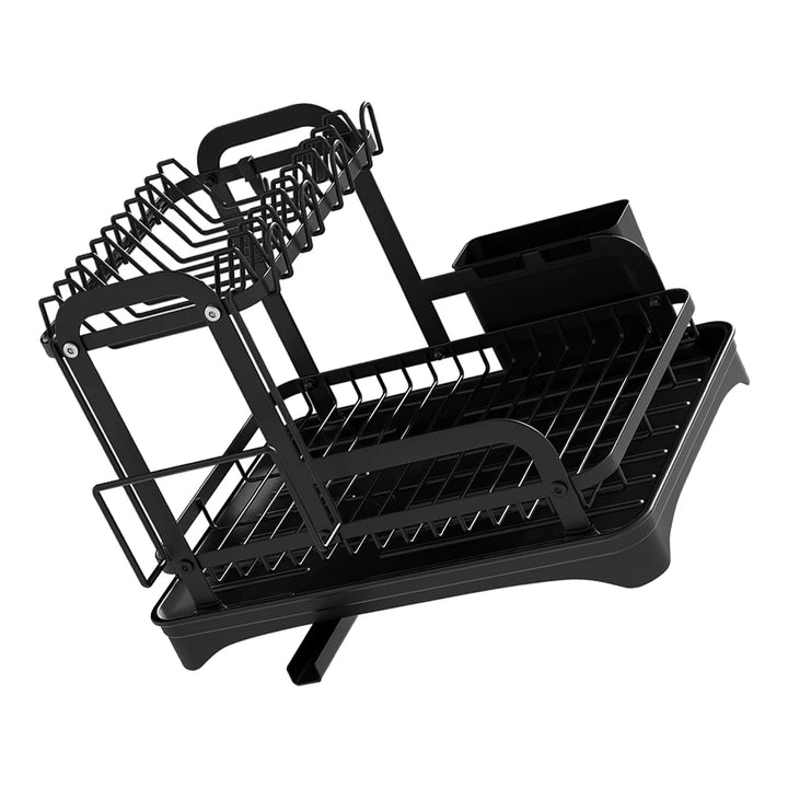 2-Tier Dish Drainer Rack – Kitchen Dish Drying Organizer with Drain Basket & Drainboard