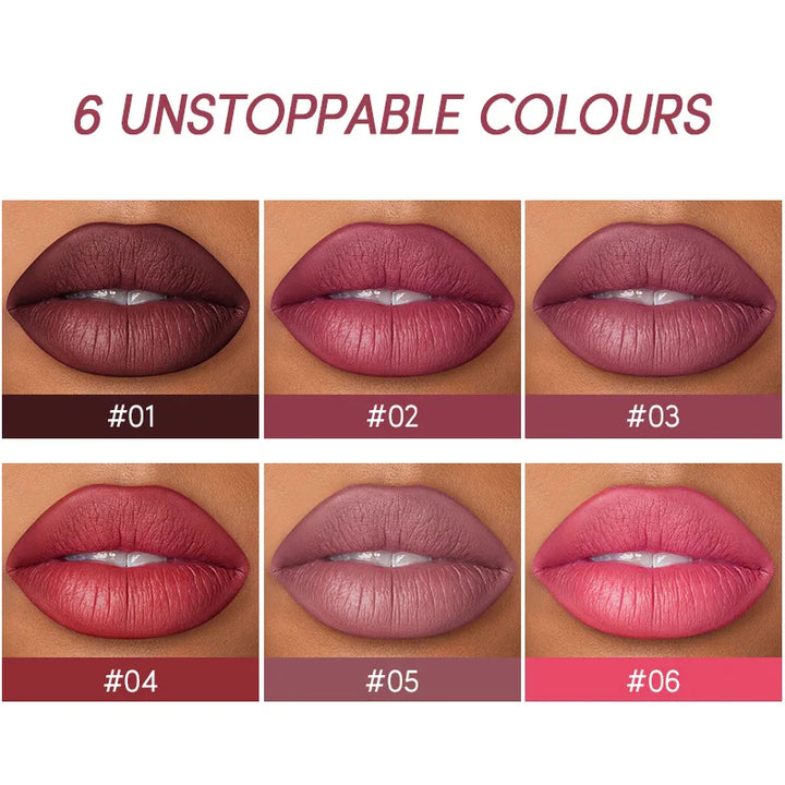 Lip Liner & Matte Lipstick Set - Long-Lasting Nude & Red Shades