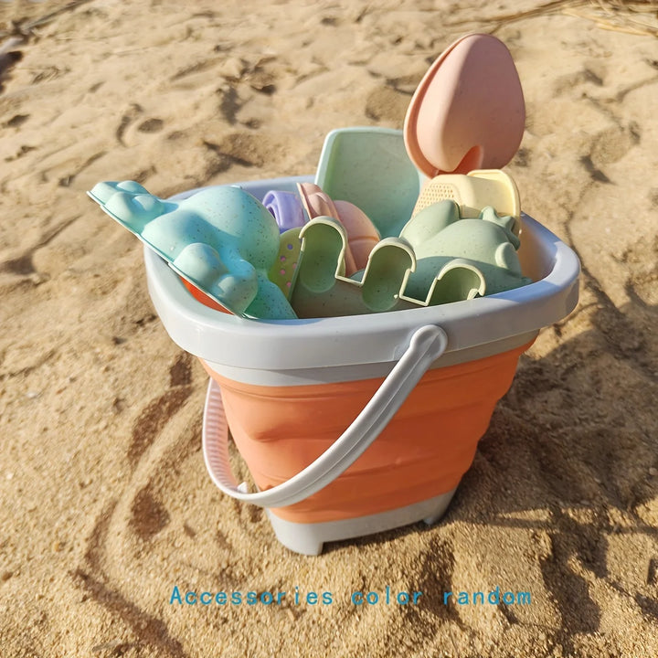 Kids' Beach Toy Set – Sand Molds, Shovel, Rake & Collapsible Bucket