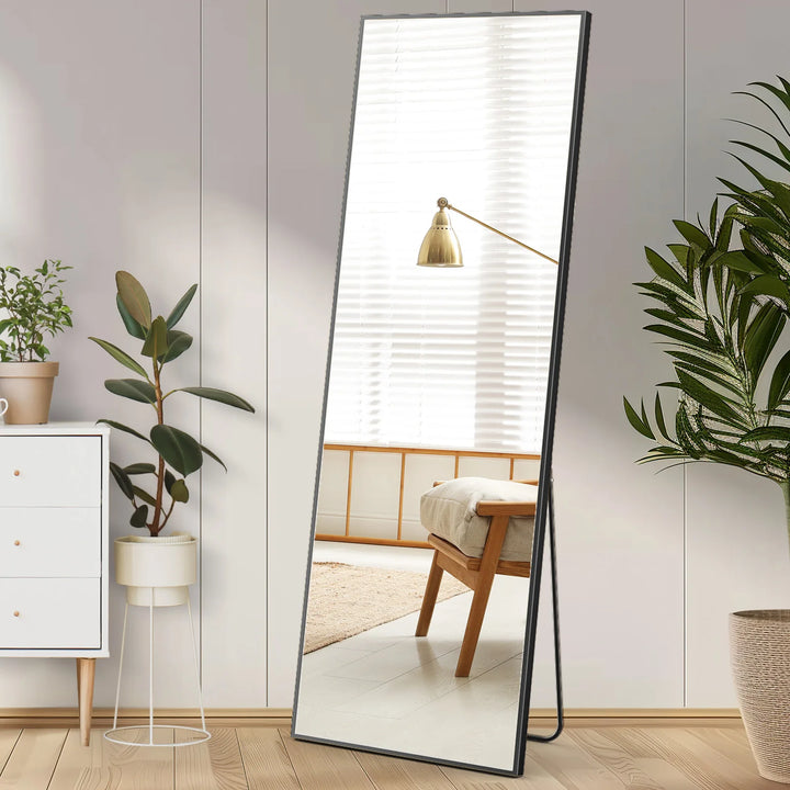 Full Body Standing & Wall-Mounted Mirror – 59" x 16" Aluminum Alloy Frame for Bathroom, Bedroom & Living Room