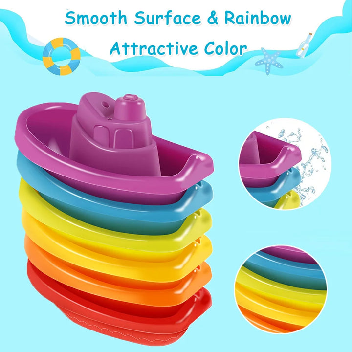 Stacking Boat Bath Toys – Colorful Educational Cups for Babies