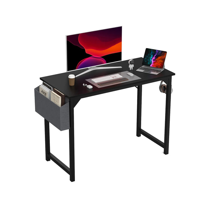 Compact Computer Desk with Side Bag & Headphone Hook – Modern Writing & Gaming Desk for Office & Study