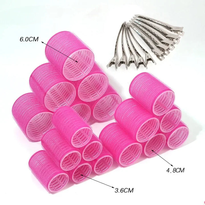 28-Piece Hair Roller Set - Self-Grip Rollers & Metal Clips