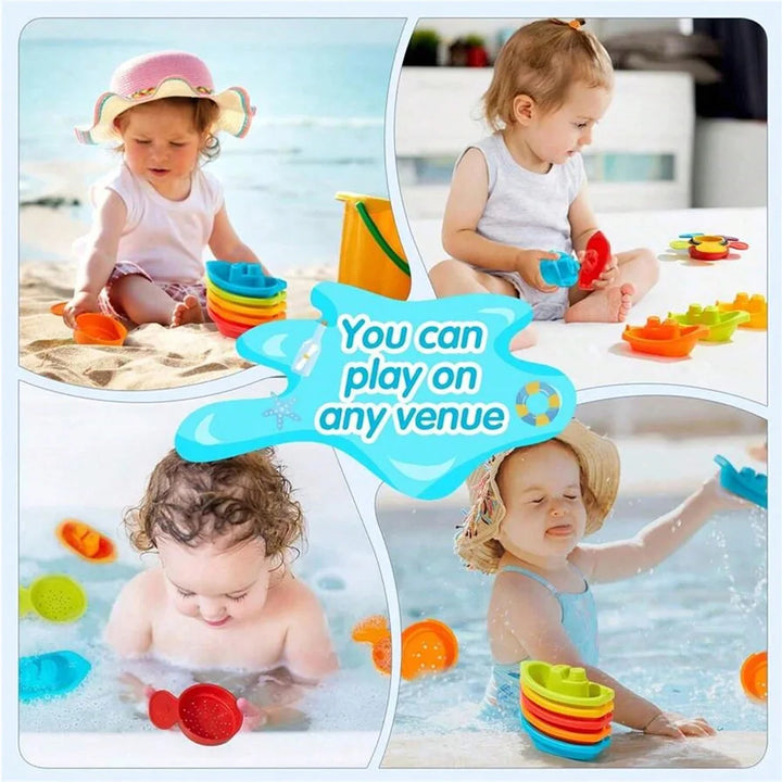 Stacking Boat Bath Toys – Colorful Educational Cups for Babies