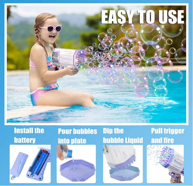 Bubble Machine – 40-69 Hole Bubble Blower for Kids & Adults