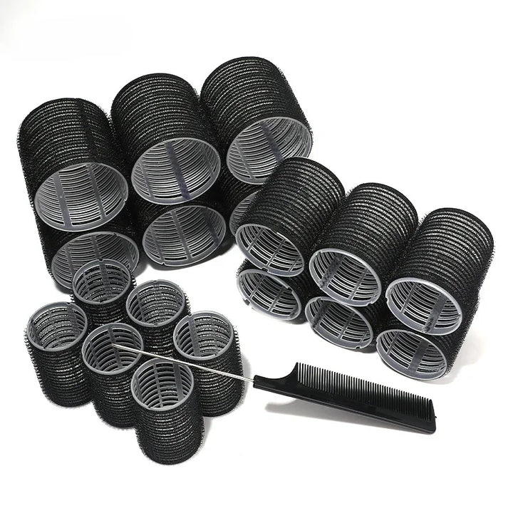 28-Piece Hair Roller Set - Self-Grip Rollers & Metal Clips