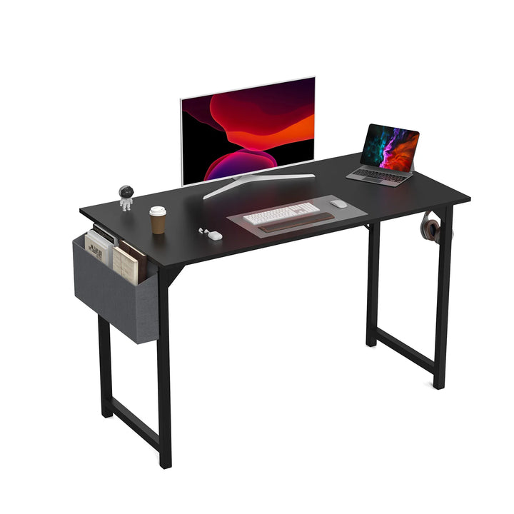 Compact Computer Desk with Side Bag & Headphone Hook – Modern Writing & Gaming Desk for Office & Study