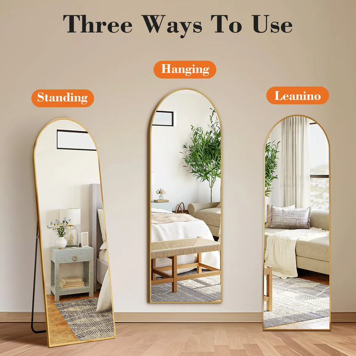 Full Body Standing & Wall-Mounted Mirror – 59" x 16" Aluminum Alloy Frame for Bathroom, Bedroom & Living Room