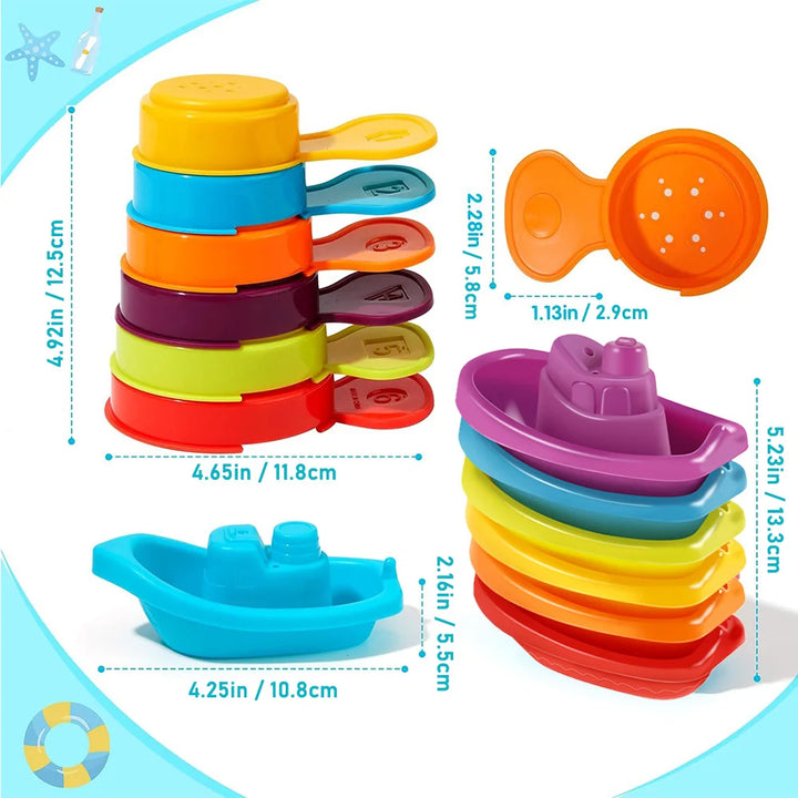 Stacking Boat Bath Toys – Colorful Educational Cups for Babies