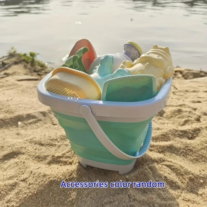 Kids' Beach Toy Set – Sand Molds, Shovel, Rake & Collapsible Bucket