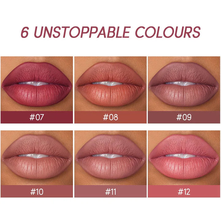 Lip Liner & Matte Lipstick Set - Long-Lasting Nude & Red Shades