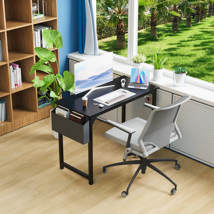 Compact Computer Desk with Side Bag & Headphone Hook – Modern Writing & Gaming Desk for Office & Study