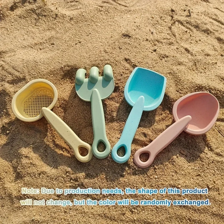 Kids' Beach Toy Set – Sand Molds, Shovel, Rake & Collapsible Bucket