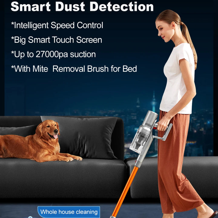 ABIR VC205 Cordless Handheld Vacuum Cleaner,27000PA,Touch Screen,Smart Dust Sensor,Auto Speed Control for Home Bed Carpet Clean