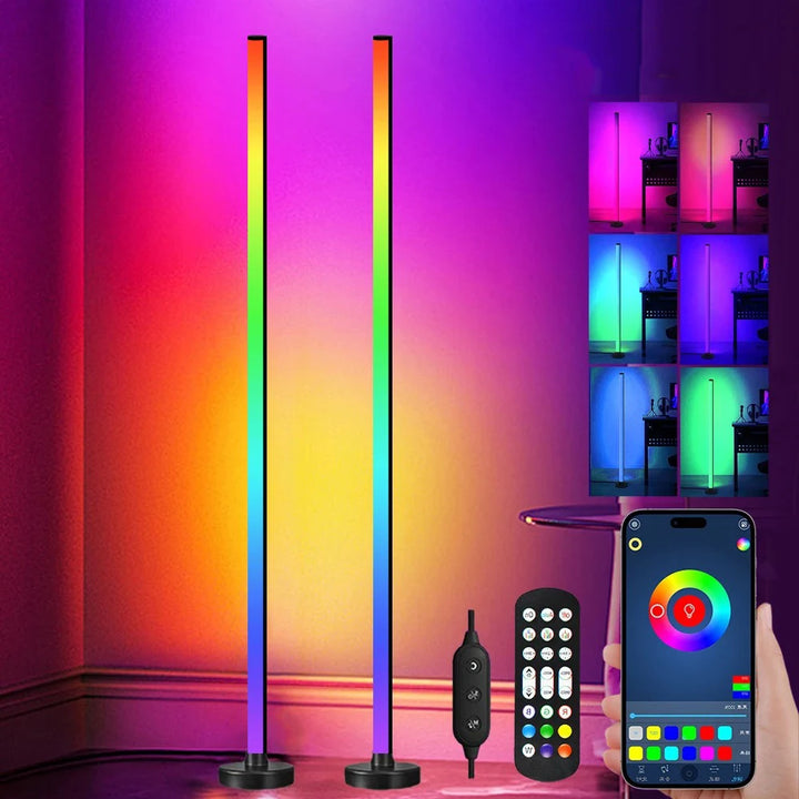 Smart RGB LED Floor Lamp – Music Sync, App & Remote Control, Modern Mood Lighting for Bedroom & Living Room