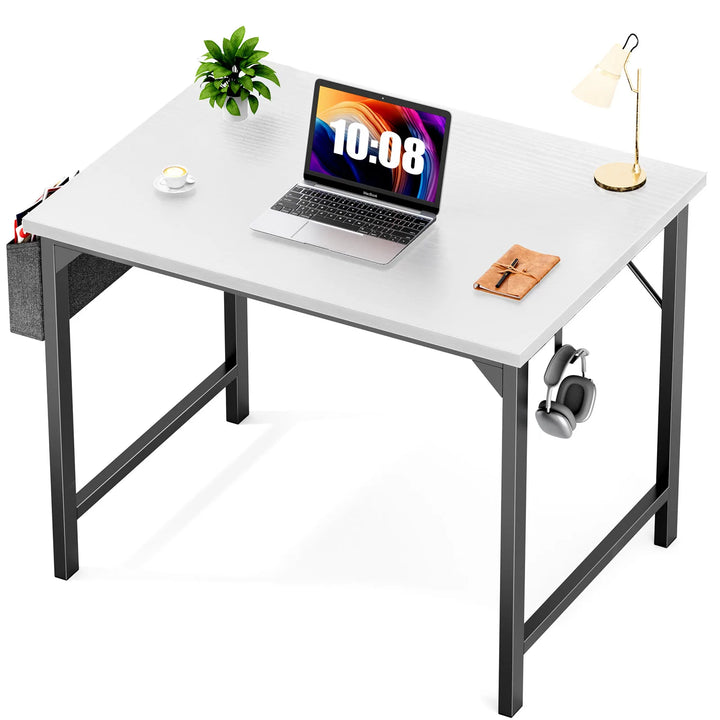 Compact Computer Desk with Side Bag & Headphone Hook – Modern Writing & Gaming Desk for Office & Study