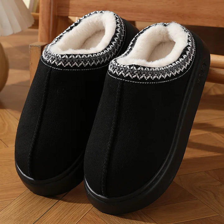 2024 Winter Fluffy Platform Slippers – Plush, Non-Slip Cotton Comfort for Women & Men